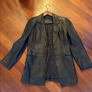 Black Leather Blazer Jacket